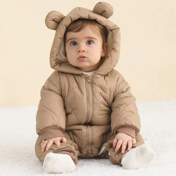 Winter Baby Romper mit Fleece-Futter – Perfekter Kapuzen-Overall für Jungen und Mädchen